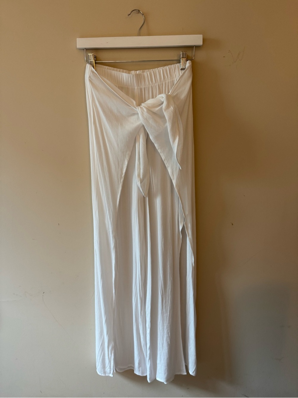 White Tie-Front Wide Leg Pants